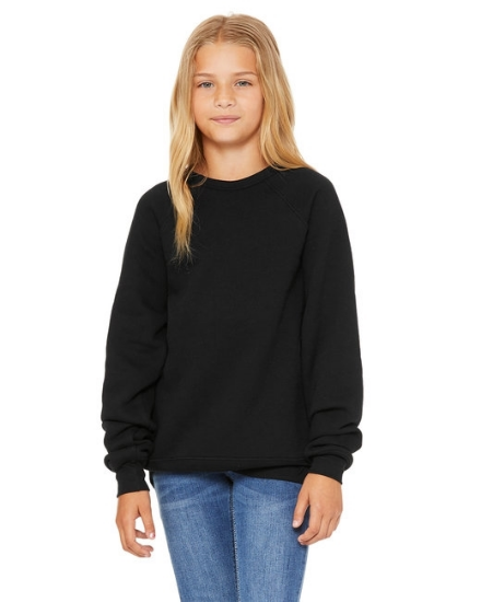 Bella + Canvas Youth Sponge Fleece Raglan Sweatshirts Black
