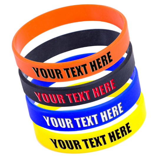 Custom Color Filled Debossed Silicone Wristbands