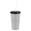 16 Oz. Stainless Steel Double Wall Tumbler With Straw - Sliver