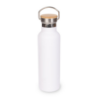 White 20 oz Satin Vacuum Bottle with Bamboo Lid