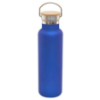 Blue 20 oz Satin Vacuum Bottle with Bamboo Lid