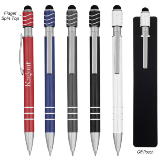 Spin Top Pens With Stylus =Assorted=