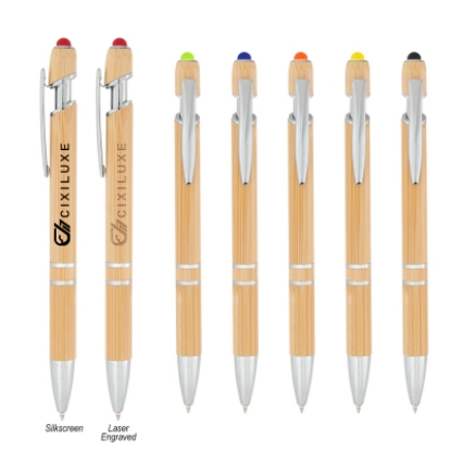 Tropical Bamboo Incline Pens With Stylus =Assorted= Tropical Bamboo Incline Pens With Stylus =Assorted=