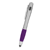 Trio Pen with LED light and Stylus Silver/Purple Trim