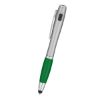 Trio Pen with LED light and Stylus Silver/Green Trim