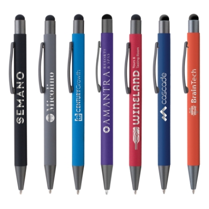 Bowie Softy w/Stylus - Laser Engraved Metal Pen Bowie Softy w/Stylus - Laser Engraved Metal Pen