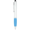 Curvaceous Stylus Ballpoint Pens Silver/Carolina Blue