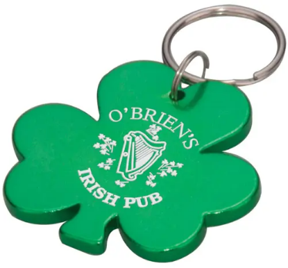 Show details for Aluminum Engraved Shamrock Shape Key Chain Picture of Aluminum Engraved Shamrock Shape Key Chain