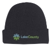 Custom Logo Knit Beanie with Cuff Black