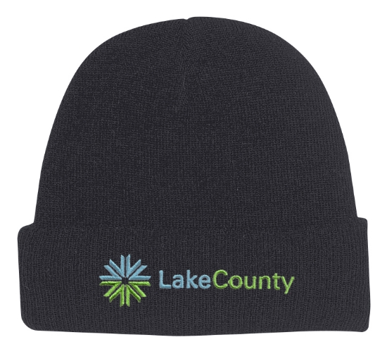 Custom Logo Knit Beanie with Cuff Black
