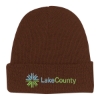 Custom Logo Knit Beanie with Cuff Brown