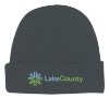 Custom Logo Knit Beanie with Cuff Charcoal