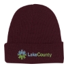 Custom Logo Knit Beanie with Cuff Maroon