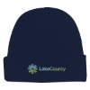 Custom Logo Knit Beanie with Cuff Navy Blue