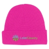 Custom Logo Knit Beanie with Cuff Pink