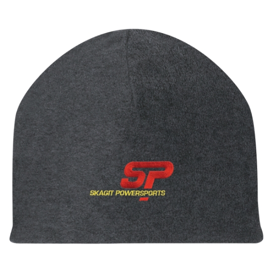 Custom Logo Double Layer Fleece Beanie Charcoal
