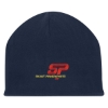 Custom Logo Double Layer Fleece Beanie Navy Blue