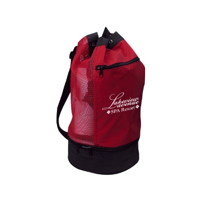 Beach Bag with Insulated Lower Compartment Red Custom Logo Beach Bag with Insulated Lower Compartment Red
