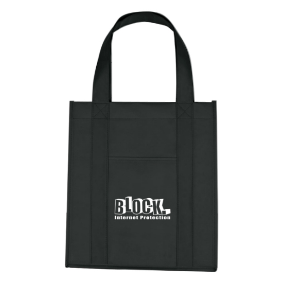 Custom Logo Matte Laminated Non-woven Shopper Tote Bag Matte Black
