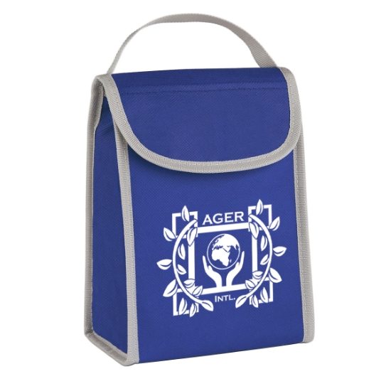 Custom Logo Non-Woven Folding Identification Lunch Bag Blue