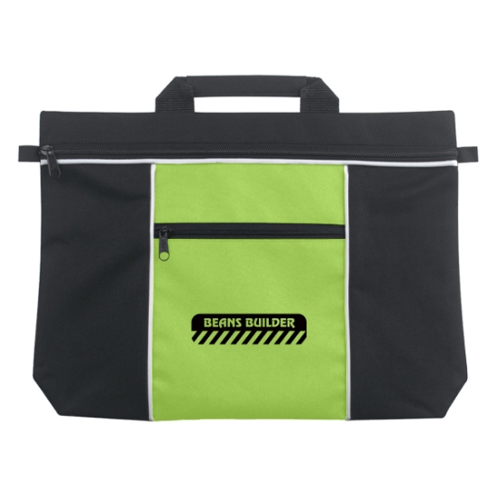 Custom Logo Metro Document Bag Black With Lime