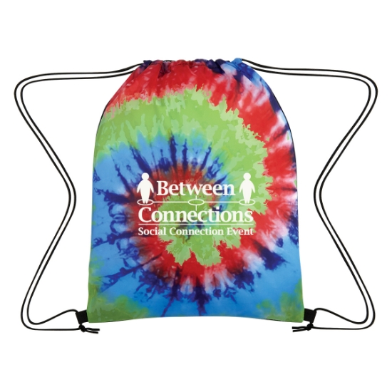 Custom Logo Tie-Dye Drawstring Bag Rainbow Black