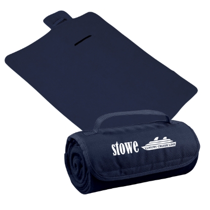 Roll-Up Blanket - Embroidered Dark Blue Custom Logo Roll-Up Blanket - Embroidered Dark Blue