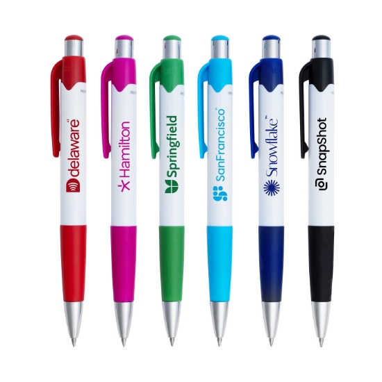 Maddie Gel Click Pens w/ Recycled Plastic Group Printed