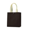 Custom Buckle Nonwoven Tote Bags Black w/ Cream White Handles