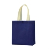 Custom Buckle Nonwoven Tote Bags Navy w/ Cream White Handles