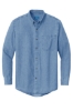 Port & Co Long Sleeve Value Denim Shirt - Faded Blue Front