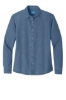 Port & Co™ Women's Long Sleeve Value Denim Shirt - Faded Blue Front