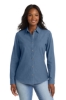 Port & Co™ Women's Long Sleeve Value Denim Shirt - Faded Blue