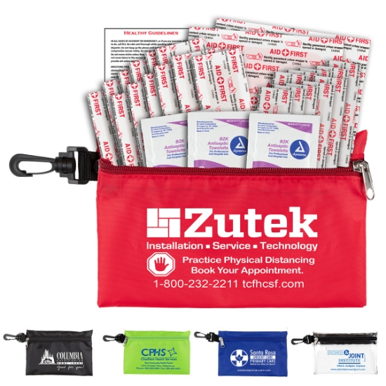 Custom ALL-YOU-NEED" 28 Piece Multi-Bandage and Antiseptic Frist Aid Kit in Zipper Pouch - Group