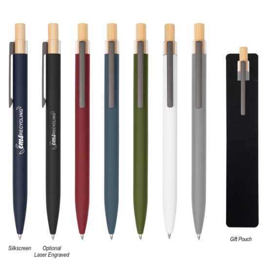 Recycled Aluminum Pens With Bamboo Plunger 