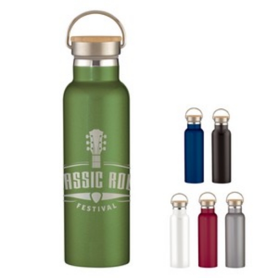 Picture of 21 Oz. Full Laser Tipton Stainless Steel Bottle With Bamboo Lid