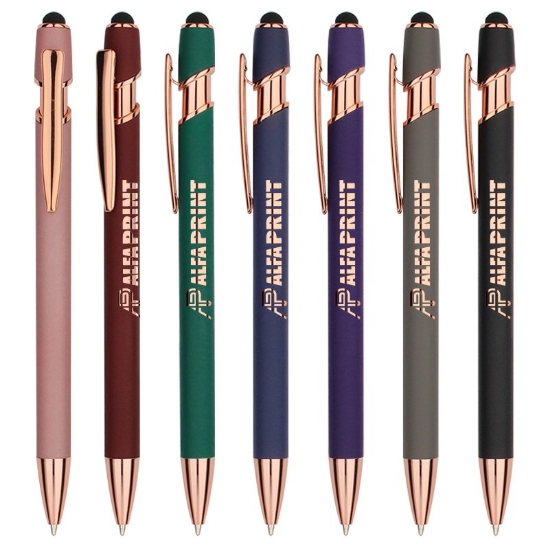 Ombre Rose Gold Soft Touch Metal Pens