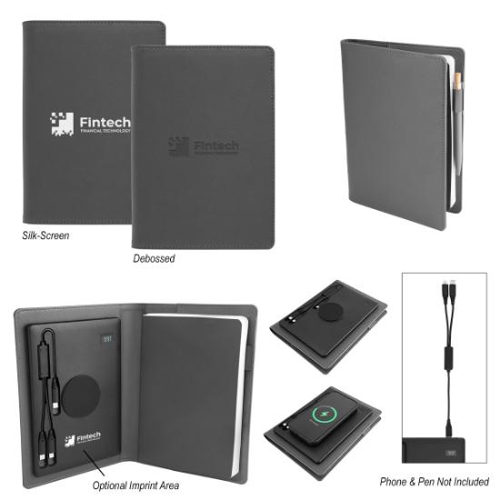 Picture of Recycled Power Folio With Wireless Charger & Power Bank