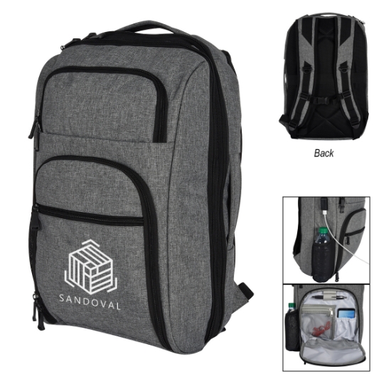 Picture of Heathered Rfid Laptop Backpack & Briefcase