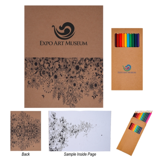 Picture of Adult Coloring Book With Colored Pencils