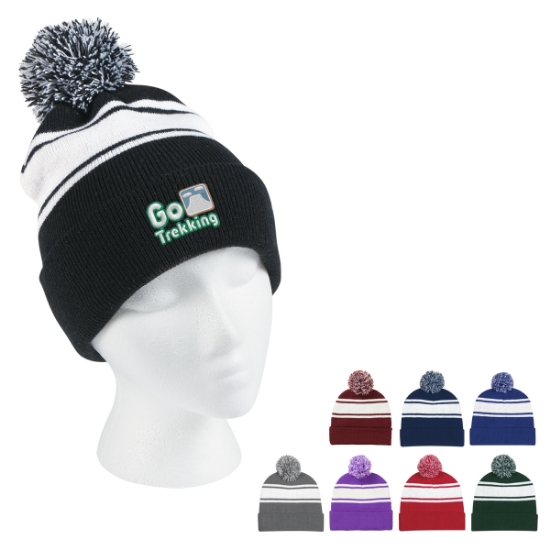 Picture of Two-tone Knit Pom Beanie With Cuff