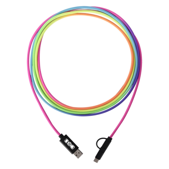 Picture of 3-in-1 10' Rainbow Braided Charging Cable