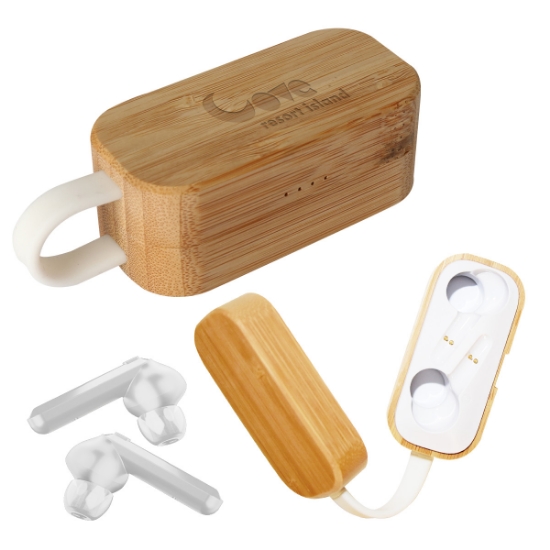Picture of Tws Earbuds In Bamboo Charging Case