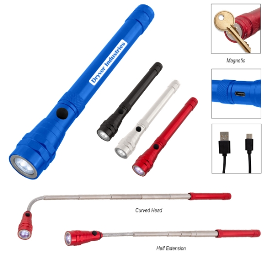 Picture of Telescopic Rechargeable Recycled Aluminum Flashlight With Magnet 2.0
