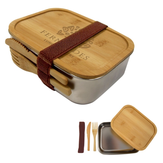 Picture of Sophisticate Stainless & Bamboo Bento Box