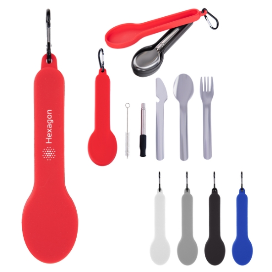 Picture of Travel Utensil Set With Silicone Holder
