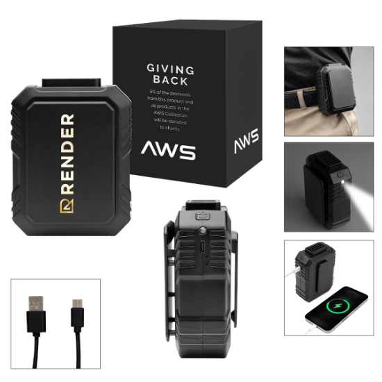Picture of Aws Ul Listed 5,000 Mah Power Bank And Fan With Clip
