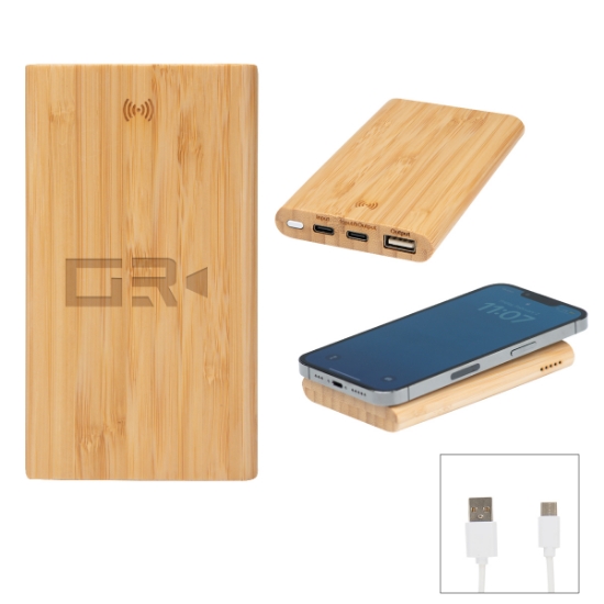 Picture of 5000 Mah Bamboo Power Bank & 10w Wireless Charger