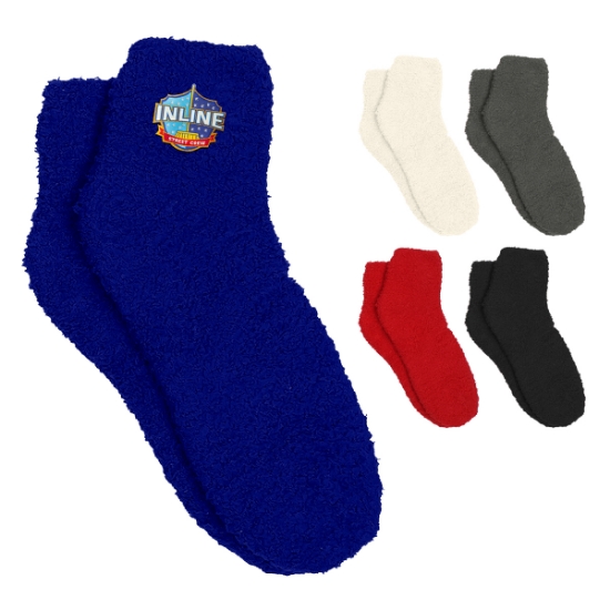 Picture of Fuzzy Socks With Woven Patch