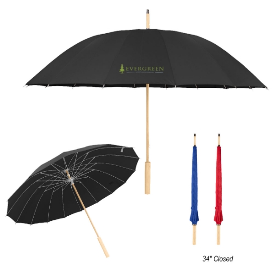 Picture of 46" Arc Umbrella With 100% Rpet Canopy & Bamboo Handle